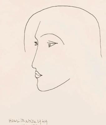 [MATISSE] HENRI MATISSE. Head (1949) - Carton d'invitation à une exposition (Pierre Matisse Gallery, 1958 ?)