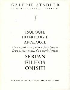 [Collectif] ISOLOGIE, HOMOLOGIE, ANALOGIE. D'un esprit exact, d'un espace lyrique. D'un espace exact, d'un esprit lyrique - Texte de Michel Tapié. Plaquette d'exposition de la Galerie Stadler (1969)